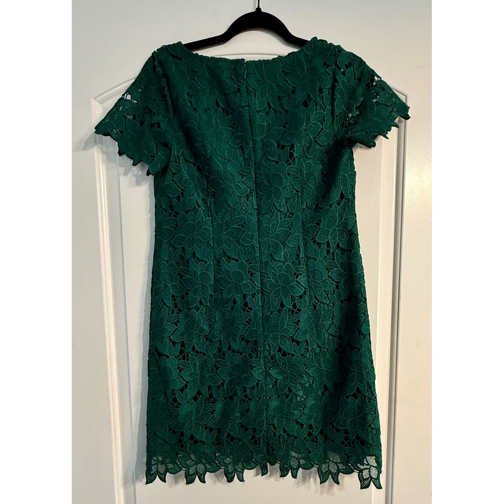 Ann Taylor Factory Lace Shift Dress Womens 4P Emerald Green Floral V-Neck - Picture 6 of 8